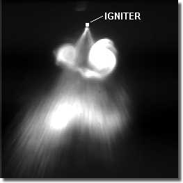 Igniter Zündung aufgenommen mit einer Hochgeschwindigkeitskamera